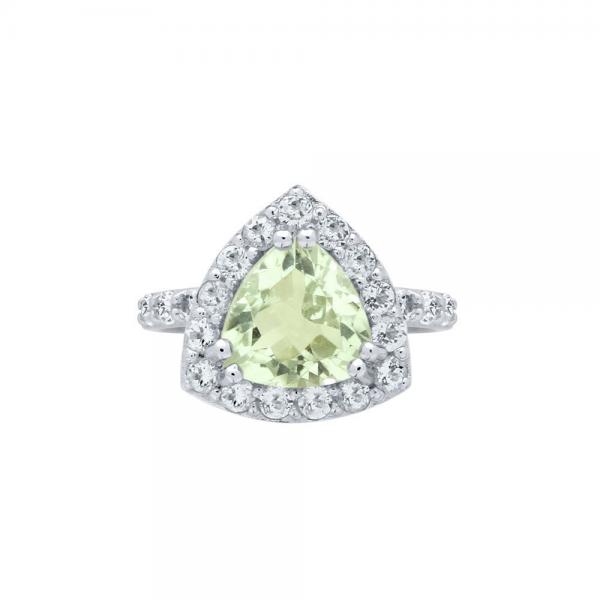 Inel argint 925 cu ametist verde si topaz alb [2]